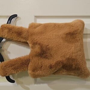 Laon Luxury Faux Fur Teddy Boutique Plush Tote Bag Cozycore Camel EUC